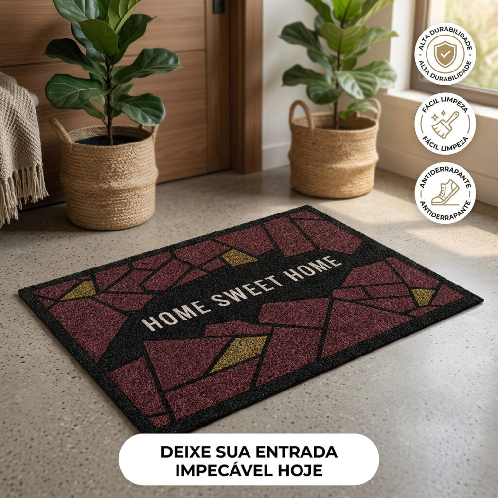 Tapete Capacho Home Mosaic em Vinil 80x50cm Kapazi - Imagem 8