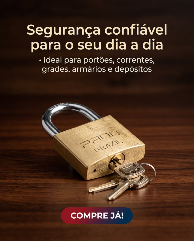 Cadeado de Latão 50mm Mesmo Segredo para Portão Pado - Imagem 8