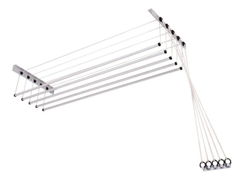 Varal de Teto e Parede Innovar 5 Varetas 1,00m Aço Branco - Imagem 6