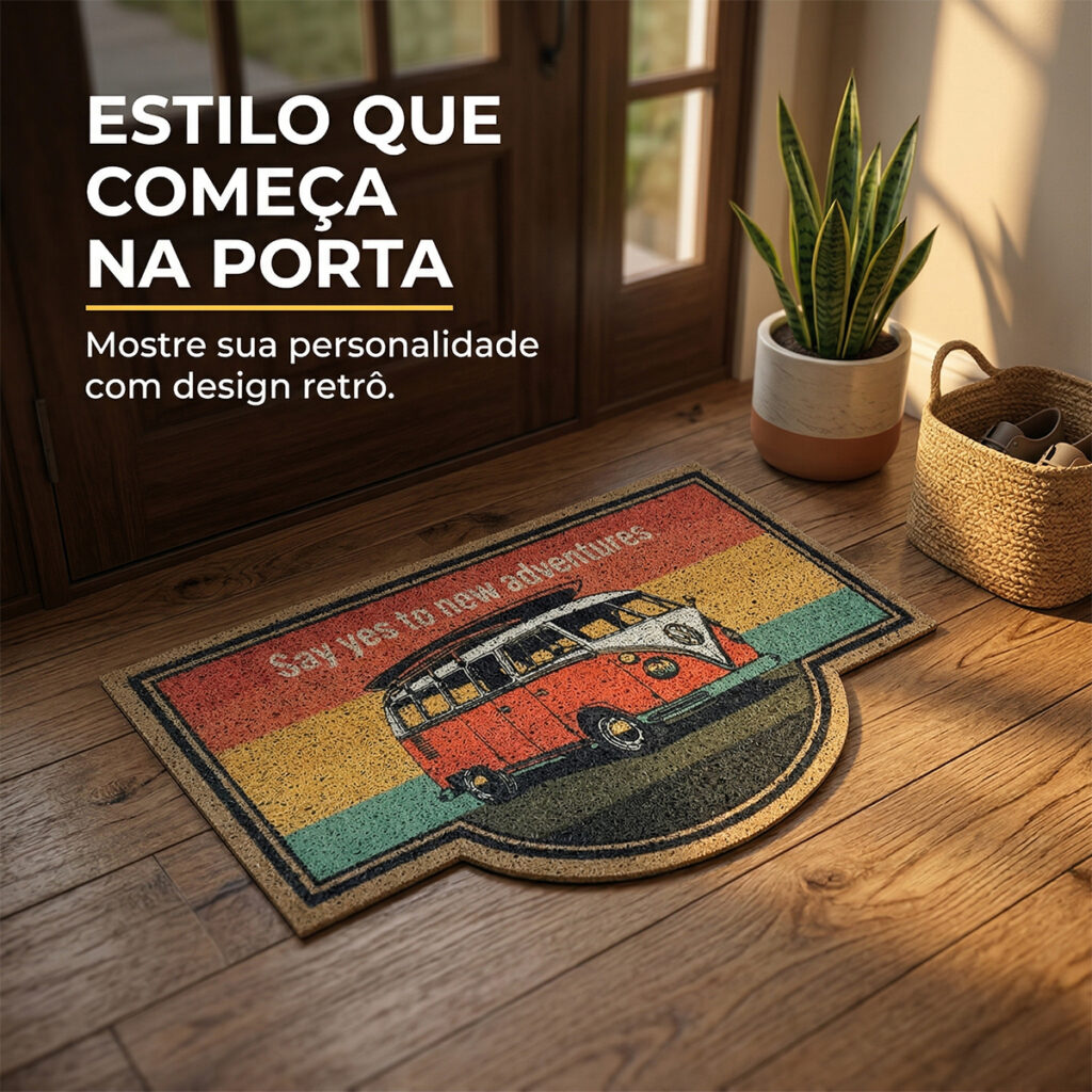 Tapete Capacho Doce Lar Kombi em Vinil 60x40cm Kapazi - Imagem 5