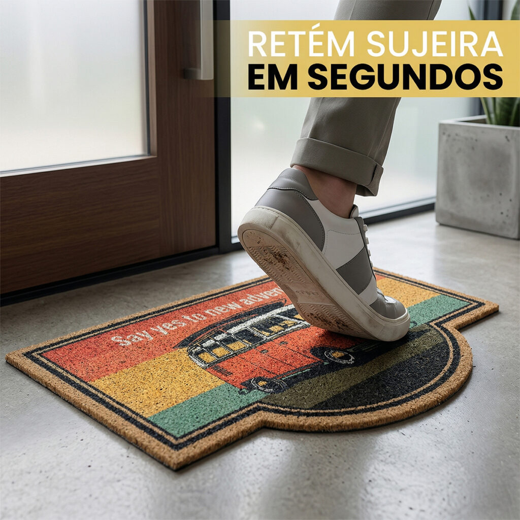 Tapete Capacho Doce Lar Kombi em Vinil 60x40cm Kapazi - Imagem 7