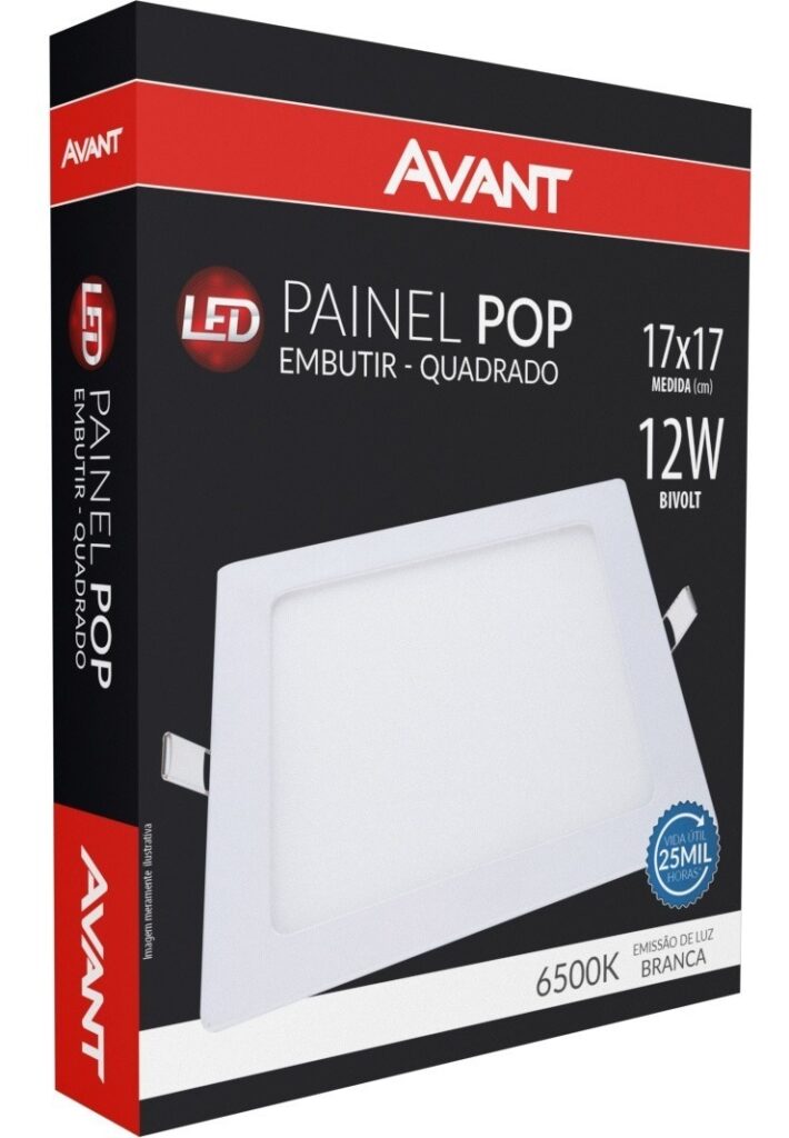 Painel Plafon LED Embutir Quadrado 12W 17x17cm Branco Frio - Imagem 5