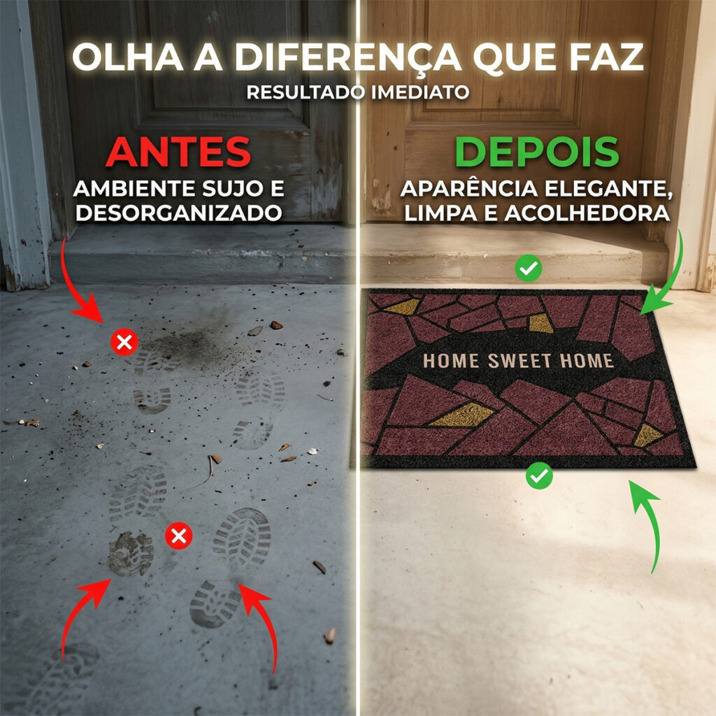 Tapete Capacho Home Mosaic em Vinil 80x50cm Kapazi - Imagem 7