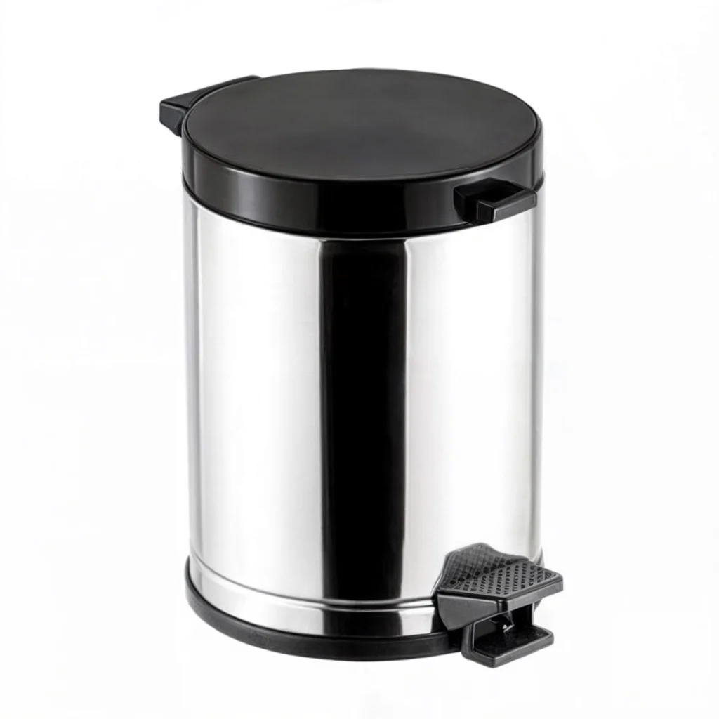 Lixeira Inox com Pedal 15L e Tampa Preta Viel