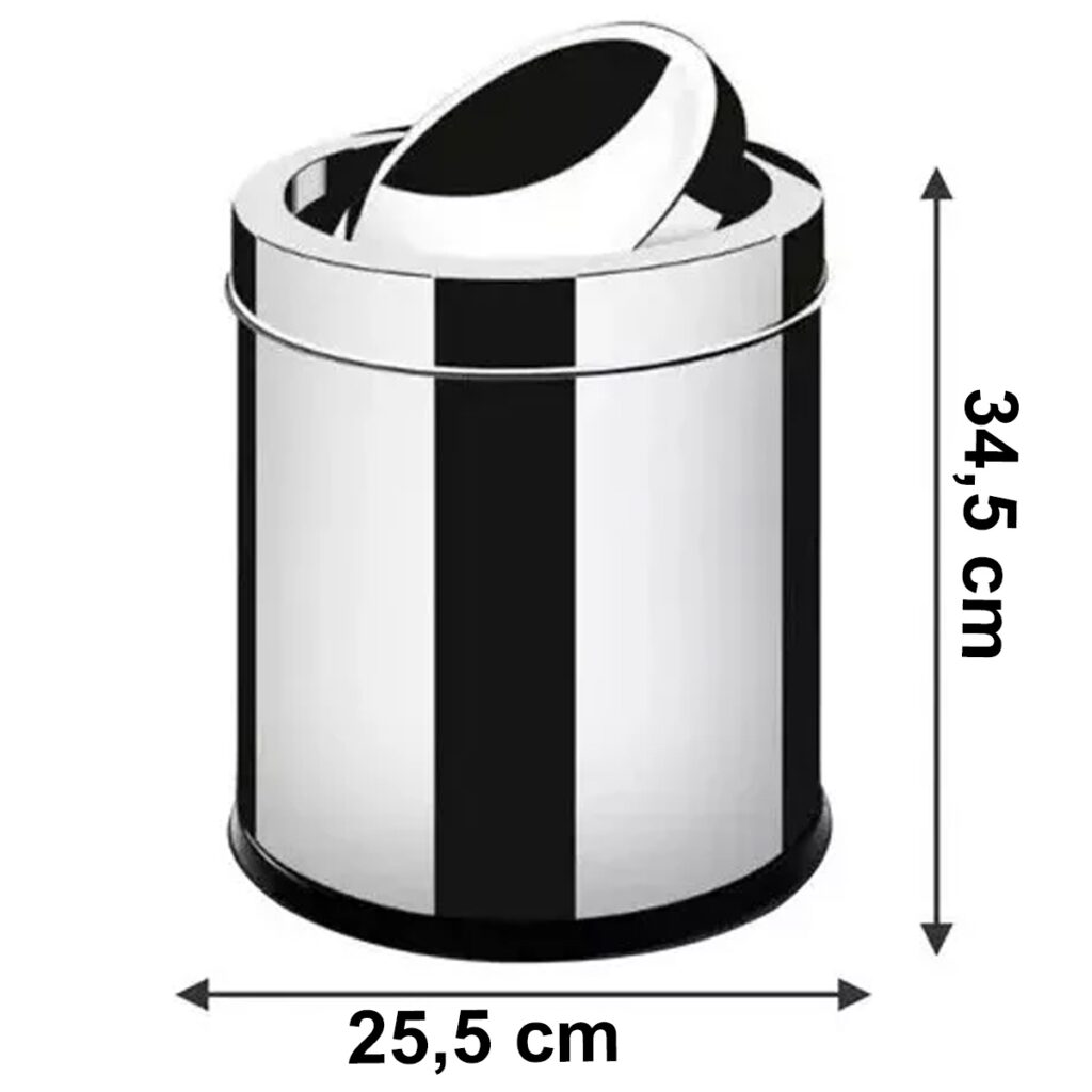 Lixeira Inox Cromada com Tampa Basculante 15L Viel - Imagem 2