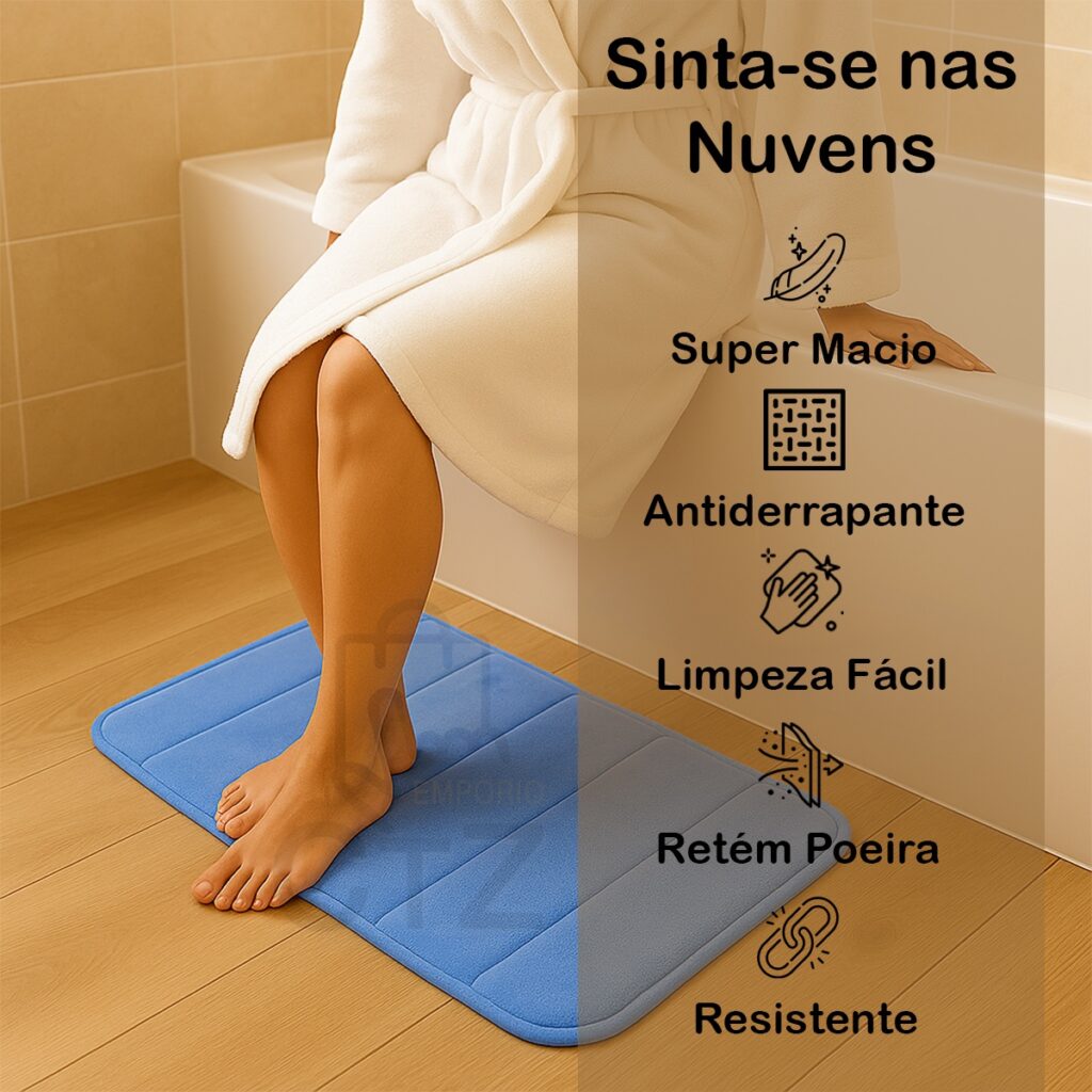 Tapete de Banheiro Nuvem Super Soft Azul 70x50cm Kapazi - Imagem 3