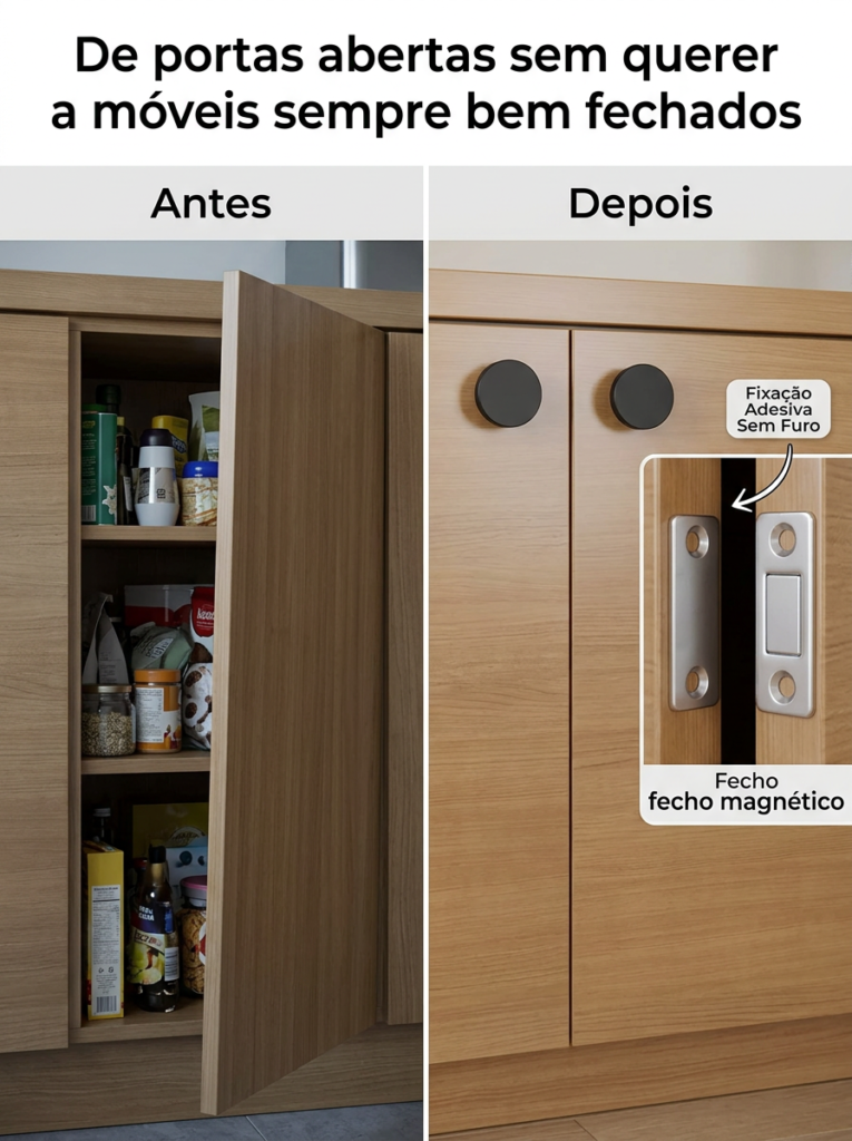 Fecho Magnético Adesivo para Armário e Gaveta Prata em Kit - Imagem 7