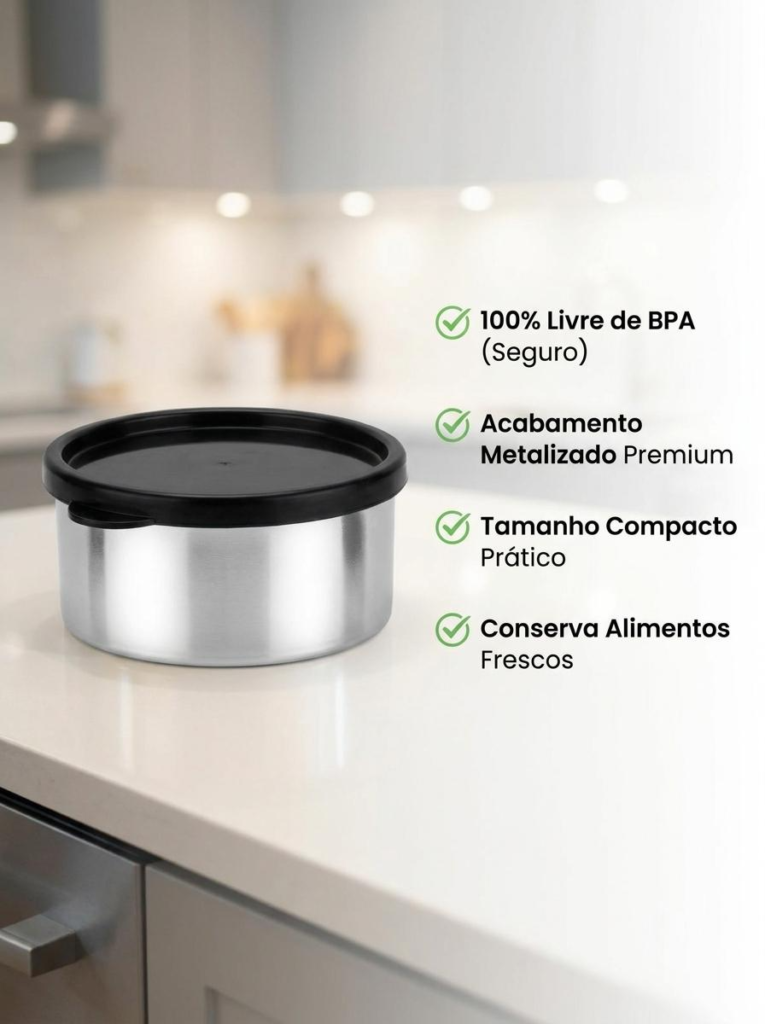 Pote Metalizado com Tampa Redondo 370ml Potte Premium - Imagem 4