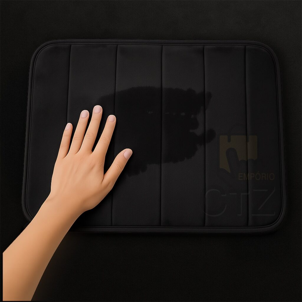 Tapete de Banheiro Nuvem Super Soft Preto 60x40cm Kapazi - Imagem 5