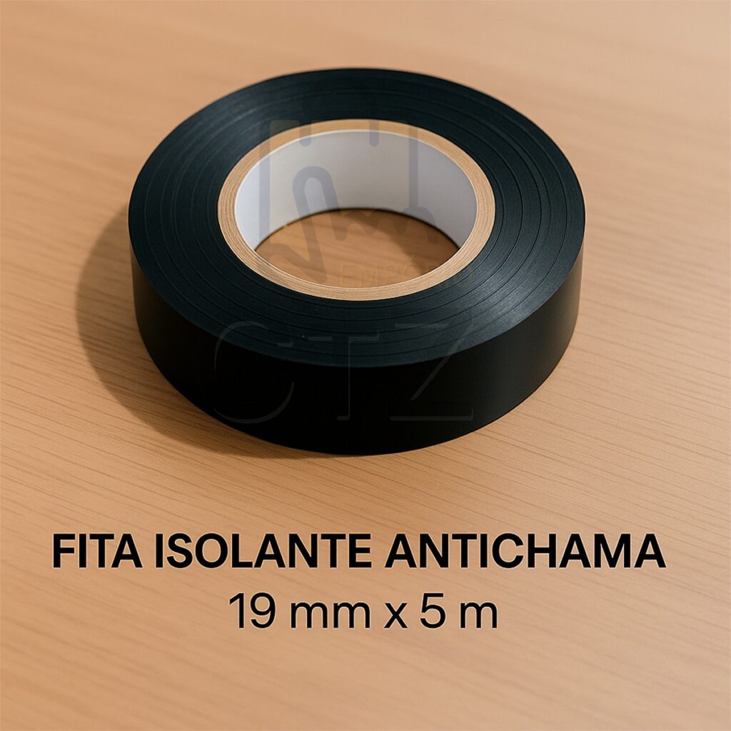 Fita Isolante Antichama Preta 19mm x 5m 600V Kit 10 - Imagem 3