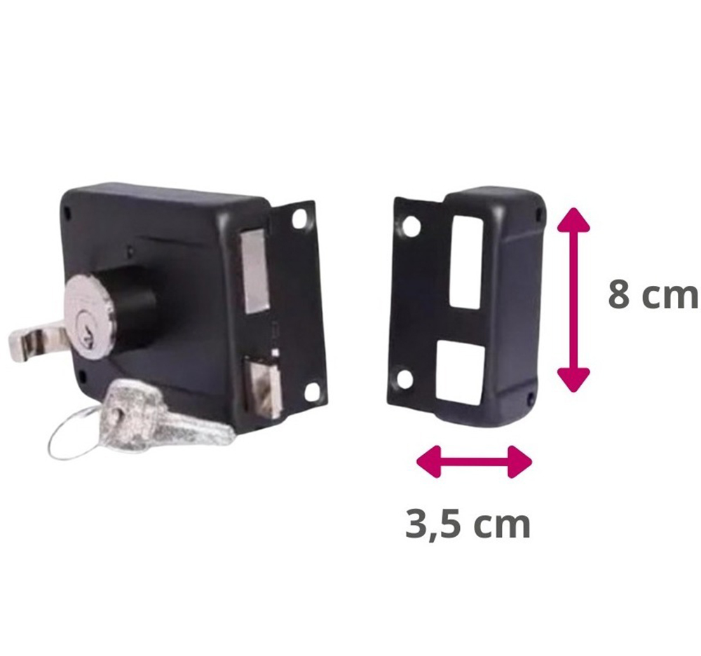 Fechadura de Sobrepor para Portão 525/100mm Inox Preta Pado - Imagem 3