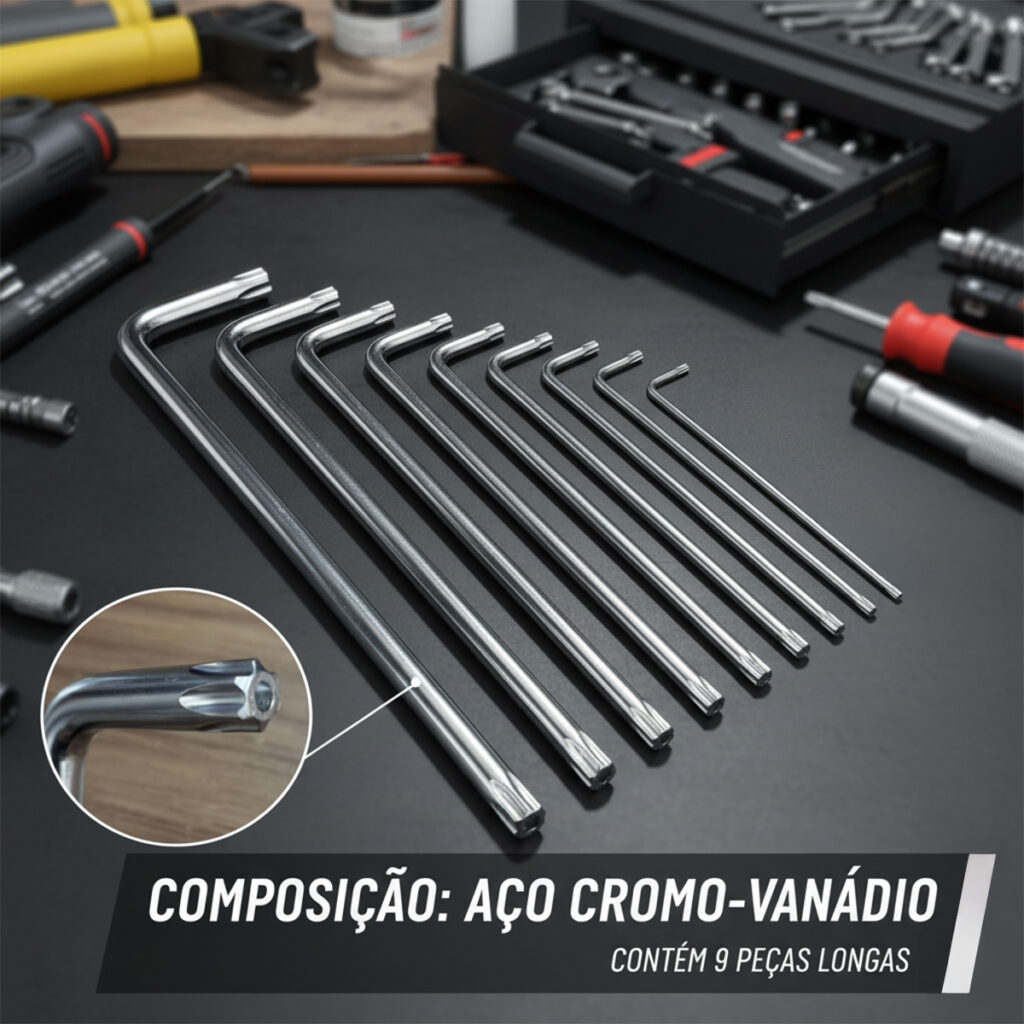 Jogo de Chaves Torx Longas T10 a T50 9 Peças Starfer - Imagem 5