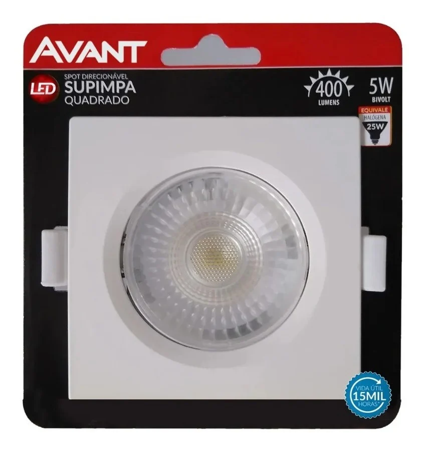 Spot LED de Embutir Direcionável Quadrado 5W Avant