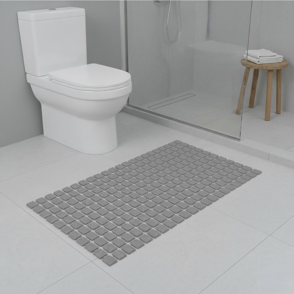 Tapete para Box com Ventosa Flex Deck Cinza 68x36cm Kapazi