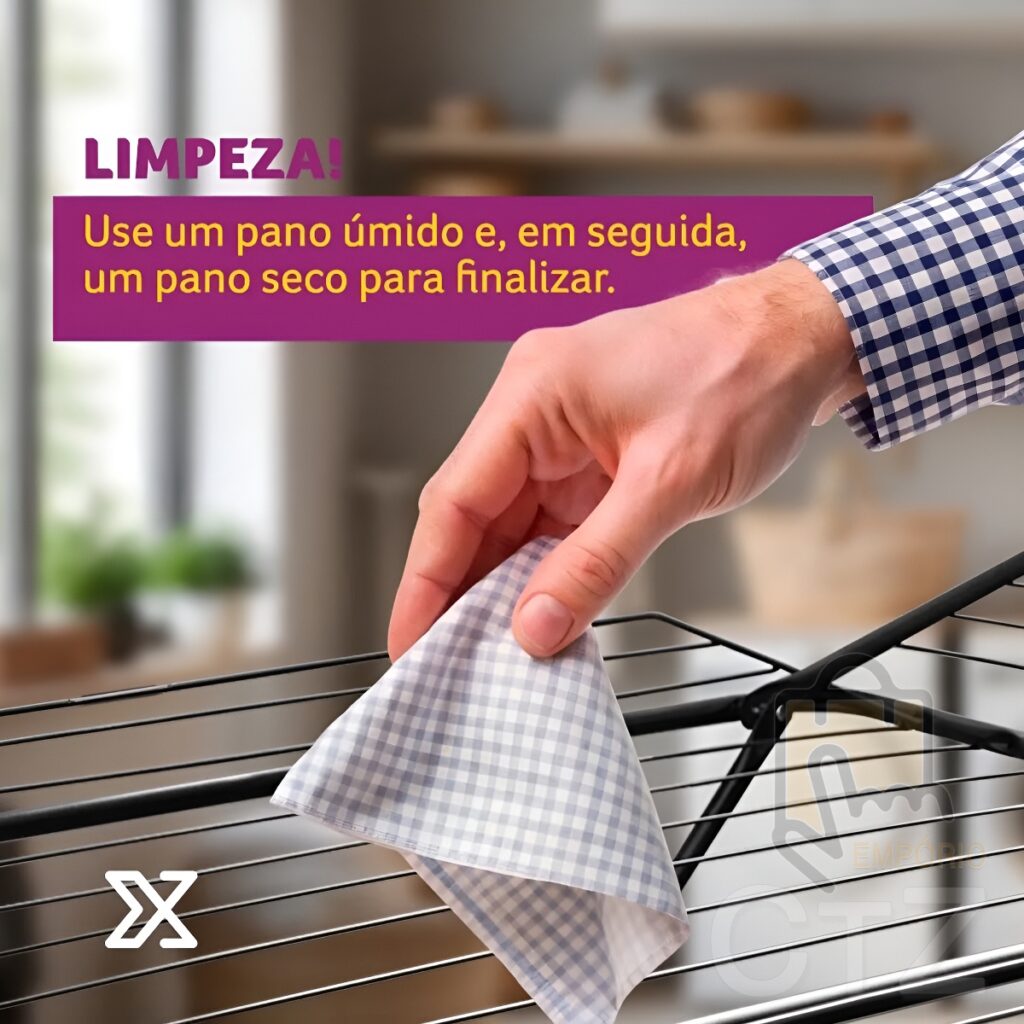 Varal de Chão Tendedero com 4 Abas em Aço 12kg - Imagem 4