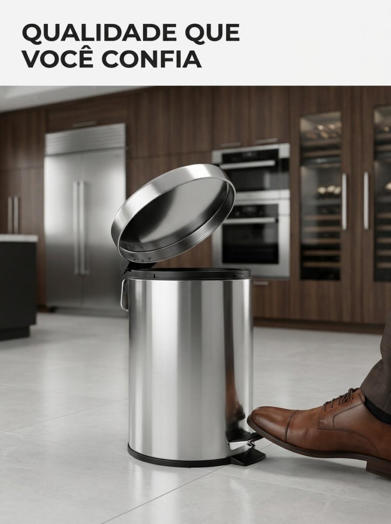 Lixeira Inox com Pedal 4,5L e Recipiente Removível Viel - Imagem 5
