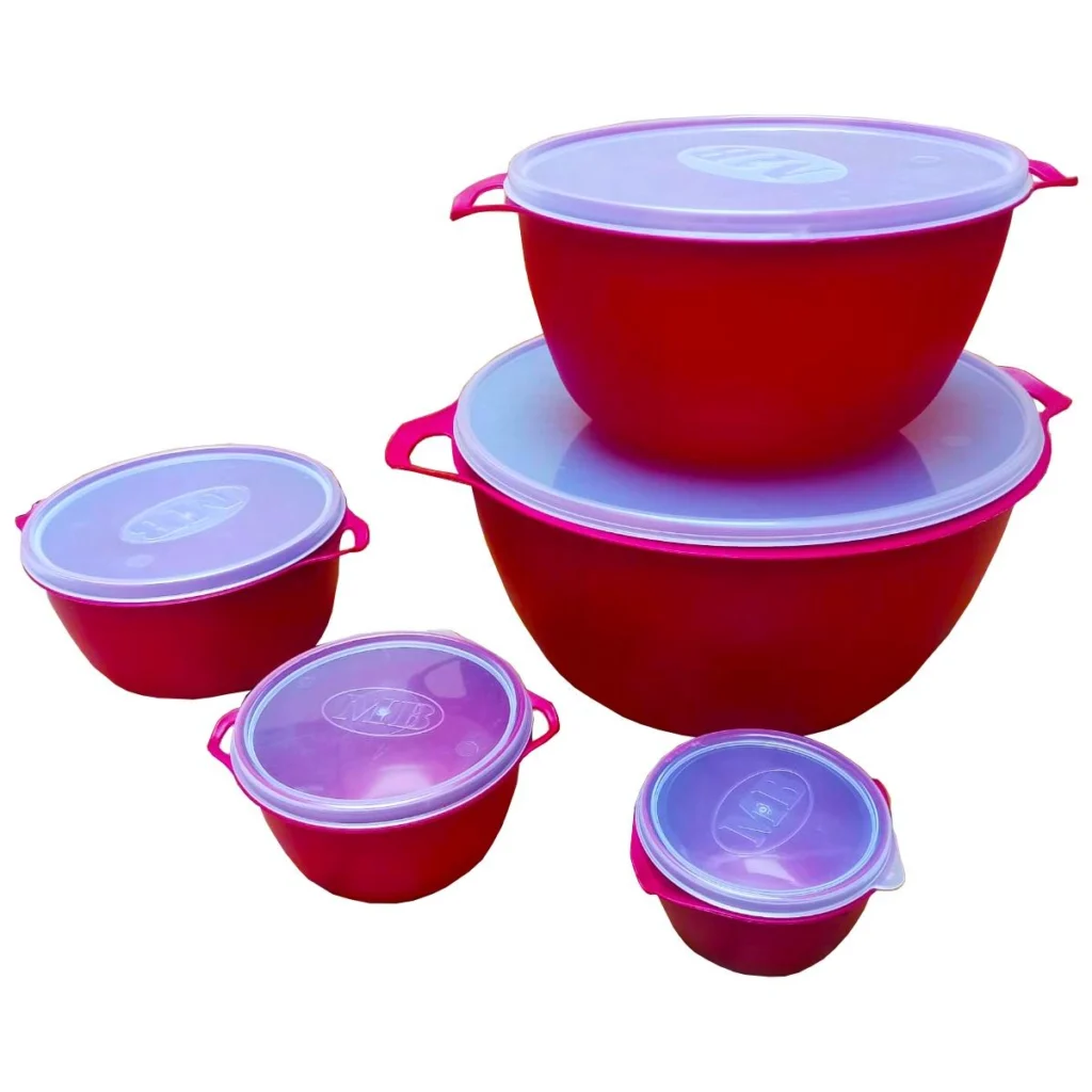 Kit 5 Potes Bowl com Tampa Transparente sem BPA