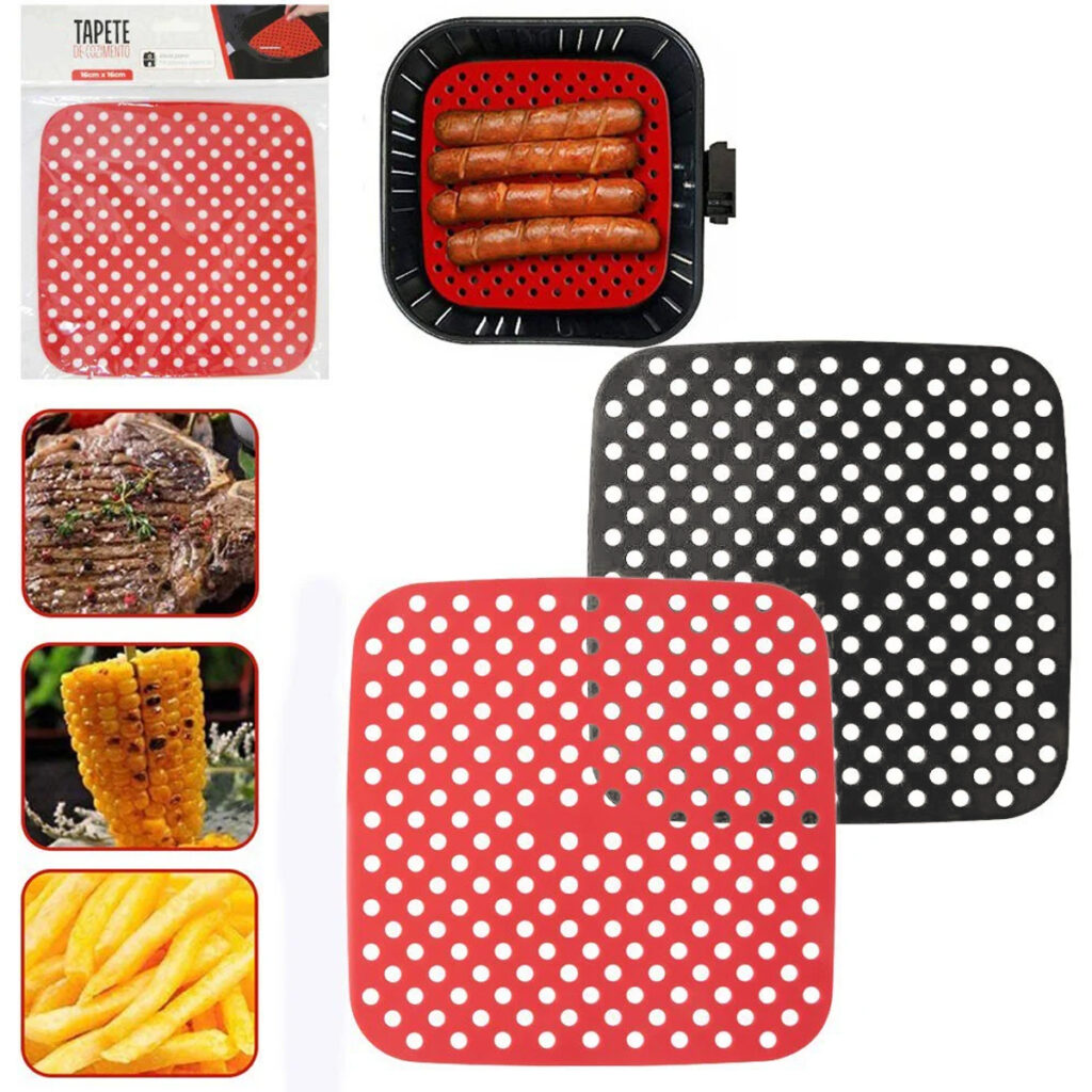 Tapete de Silicone Air Fryer Quadrado Antiaderente 20,8cm - Imagem 2
