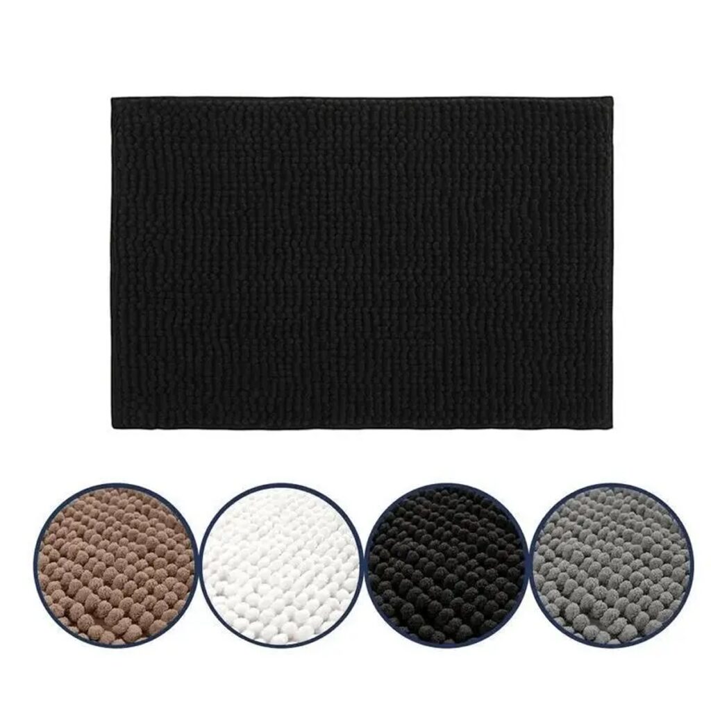Tapete de Banheiro Microfibra Bolinha Joy Preto 60x40cm - Imagem 6