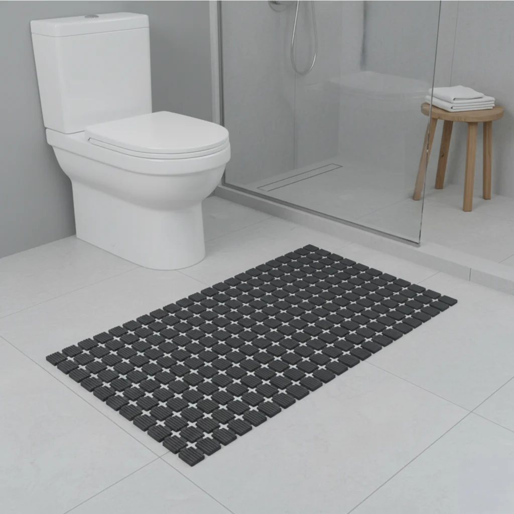 Tapete para Box com Ventosa Flex Deck Preto 68x36cm Kapazi