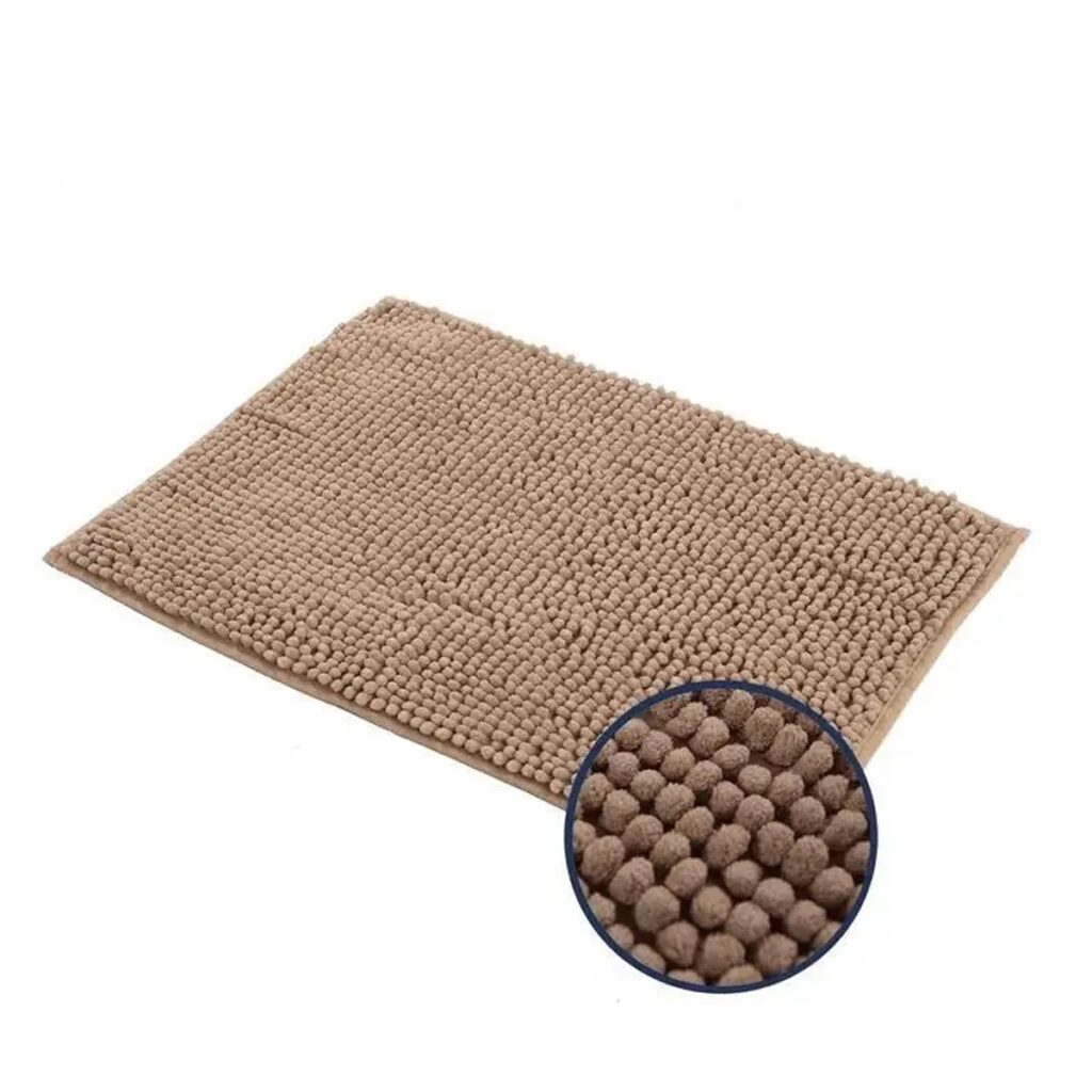 Tapete de Banheiro Microfibra Bolinha Joy Bege 80x50cm - Imagem 4