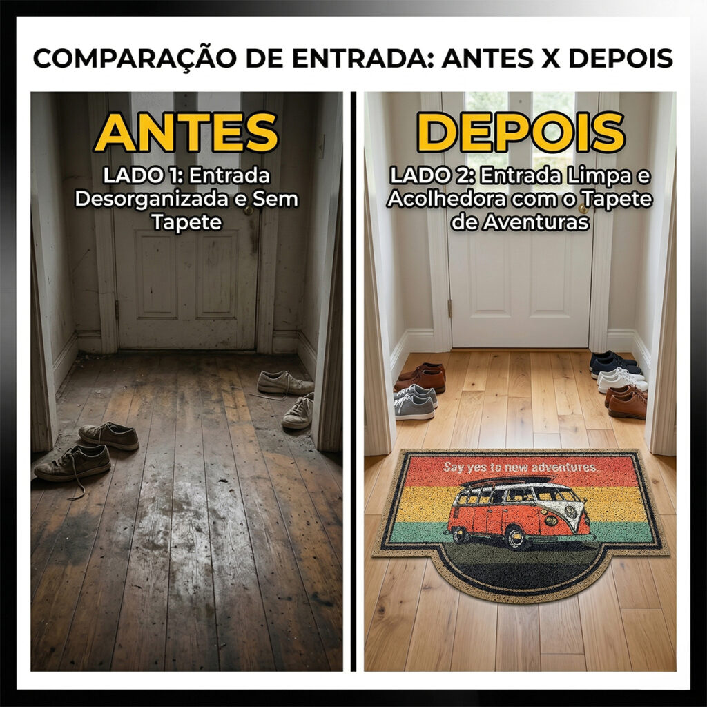Tapete Capacho Doce Lar Kombi em Vinil 60x40cm Kapazi - Imagem 4