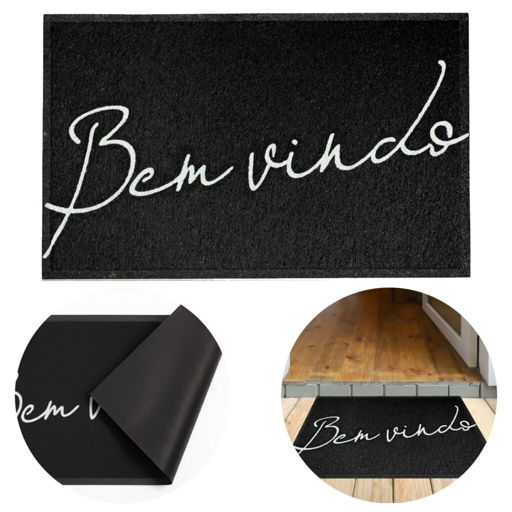 Tapete Capacho Bem-Vindo Light 2.0 Preto em Vinil 60x40cm - Imagem 2