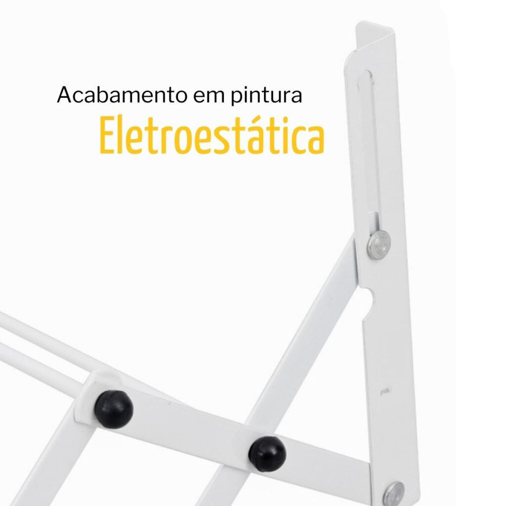 Varal Sanfonado de Parede Retrátil 77cm Aço Branco Maxeb - Imagem 5