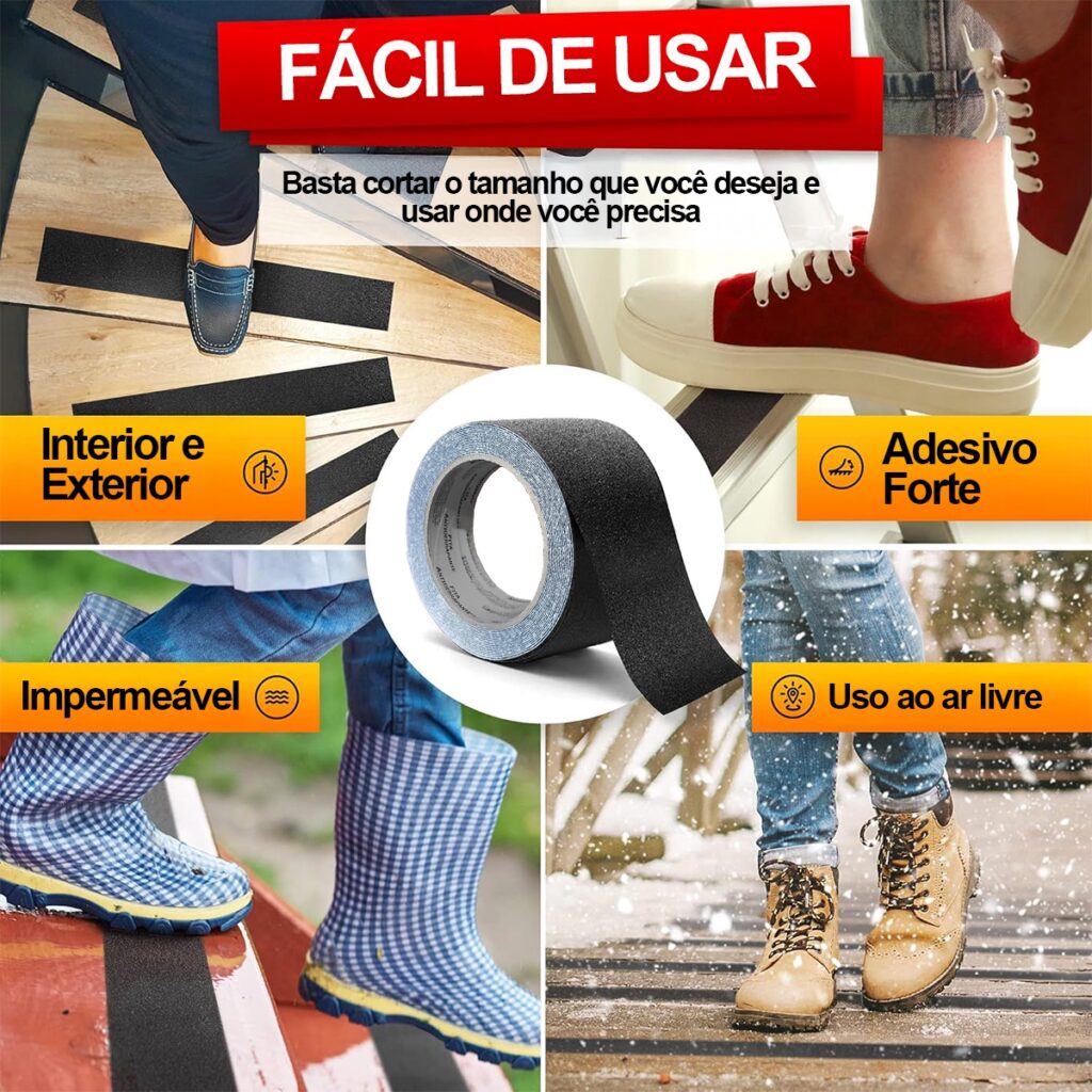 Fita Antiderrapante para Escada Preta 50mm x 5m Vonder - Imagem 2