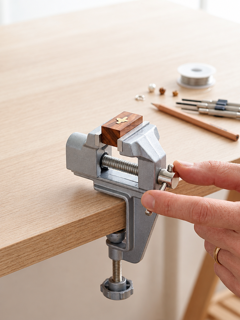 Mini Torno de Bancada Morsa Fixa 33mm em Alumínio