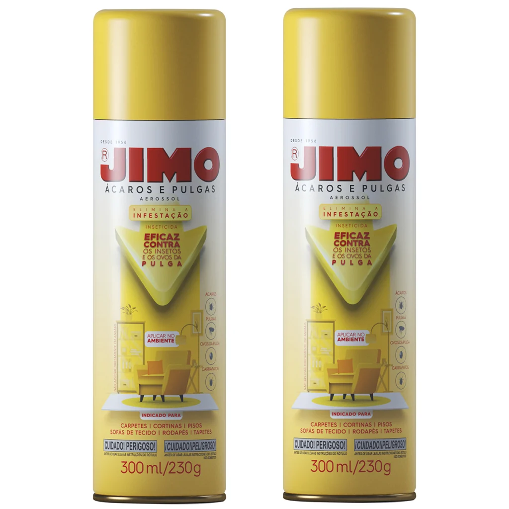 Kit 2 Anti Ácaros e Pulgas Spray 300ml para Carpetes Jimo