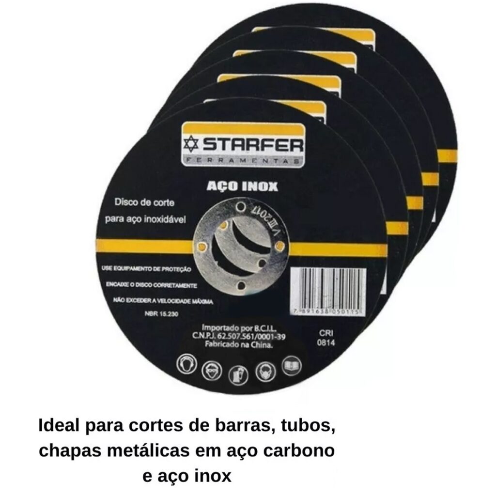 Disco de Corte Inox 7x7/8 180mm Esmerilhadeira Kit 25 - Imagem 4