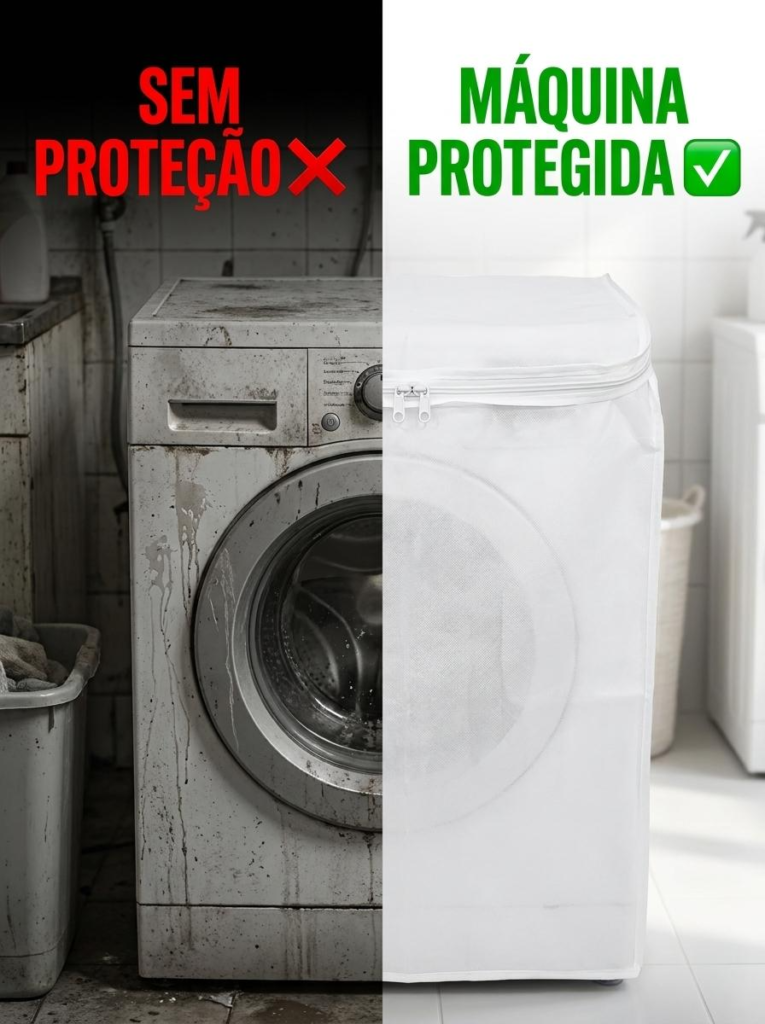 Capa para Máquina de Lavar TNT com Zíper 8 a 12kg Branca - Imagem 3