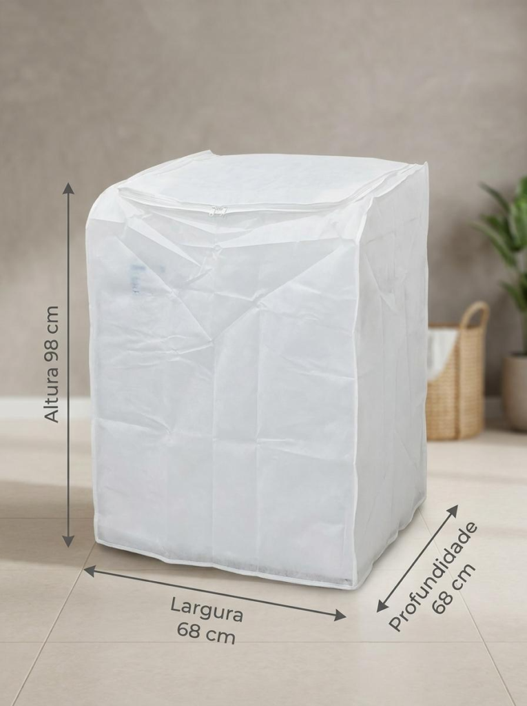 Capa para Máquina de Lavar TNT com Zíper 8 a 12kg Branca - Imagem 9