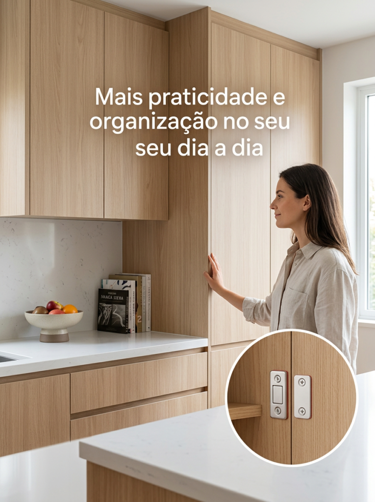 Fecho Magnético Adesivo para Armário e Gaveta Prata em Kit - Imagem 3
