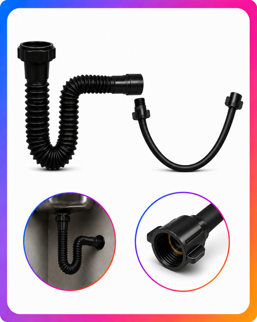 Kit Sifão Sanfonado e Engate Flexível 50cm Preto Astra - Imagem 7