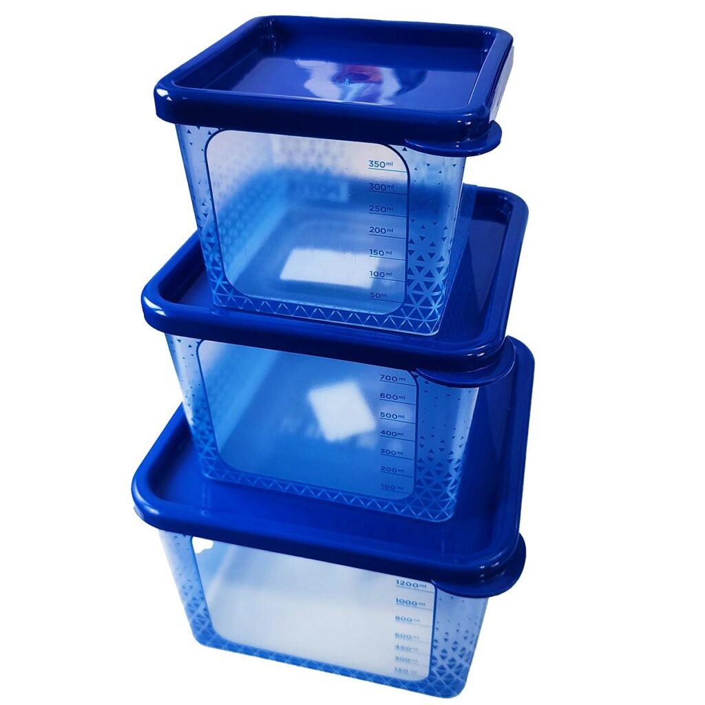 Kit 3 Potes Quadrados com Tampa P, M e G para Freezer Potte - Imagem 3