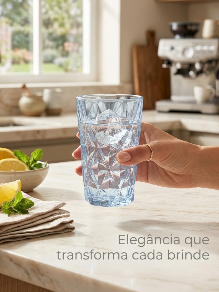 Jogo 6 Taças para Sobremesa em Vidro Diamante 310ml
