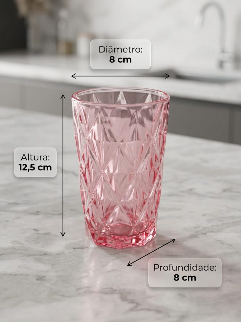 Jogo 6 Taças para Sobremesa em Vidro Diamante 310ml