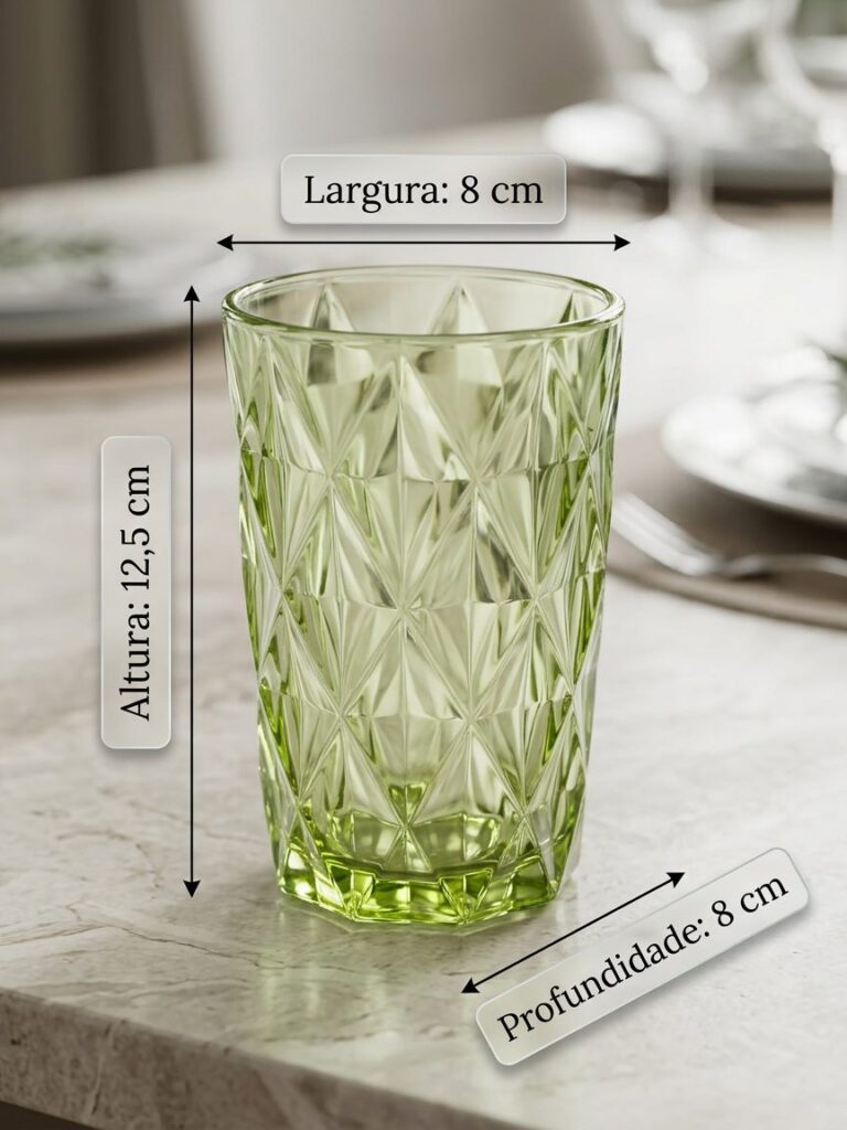 Jogo 6 Taças para Sobremesa em Vidro Diamante 310ml