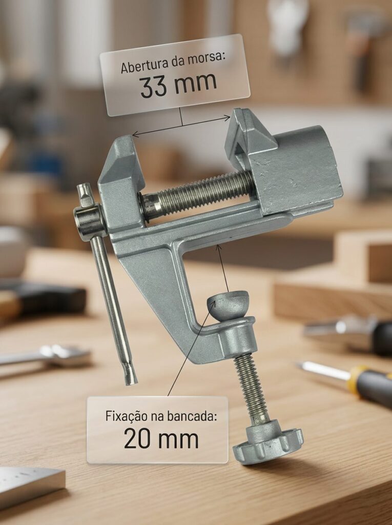 Mini Torno de Bancada Morsa Fixa 40mm em Aço Starfer