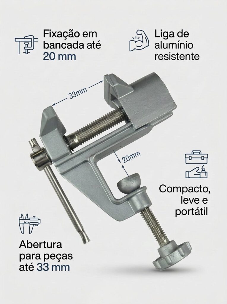 Mini Torno de Bancada Morsa Fixa 40mm em Aço Starfer