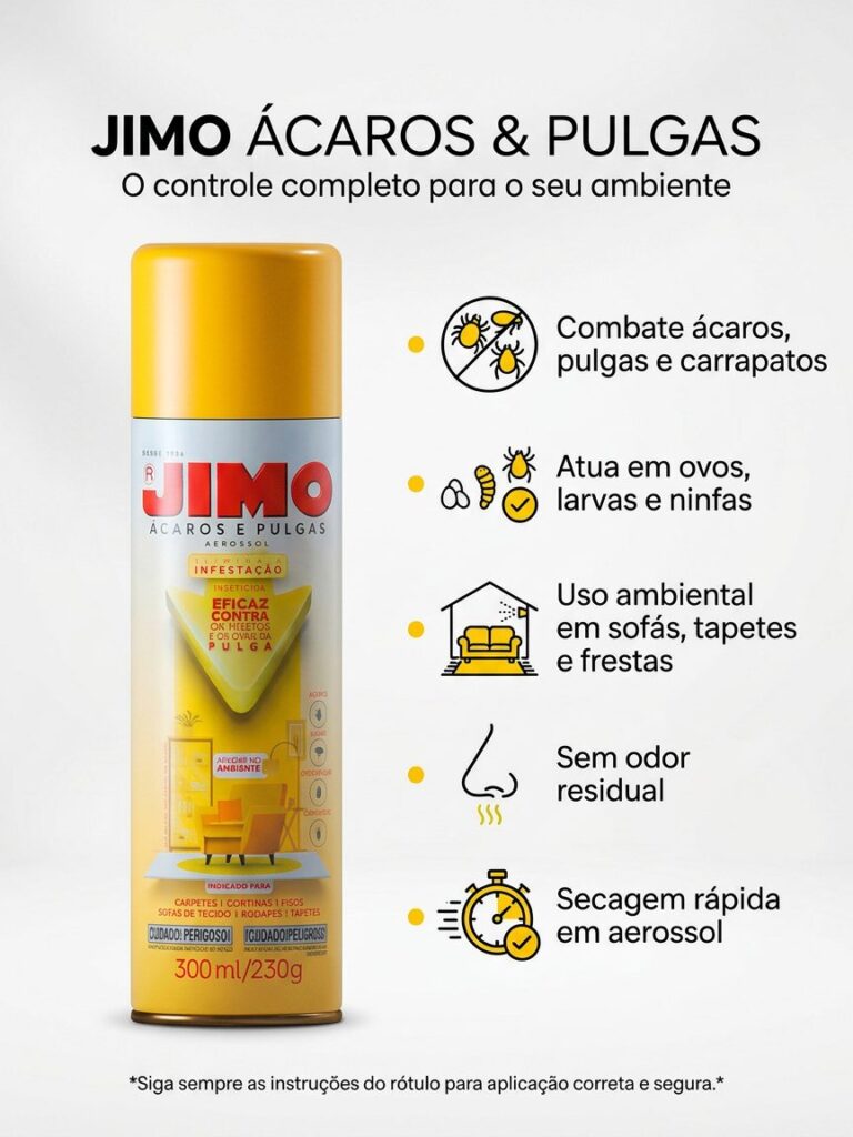 Anti Ácaros e Pulgas Spray 300ml para Carpetes Jimo