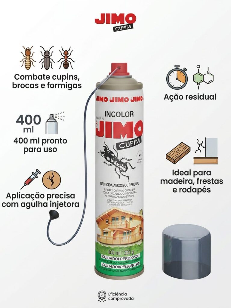 Inseticida Mata Cupim e Formiga Aerossol 400ml Jimo