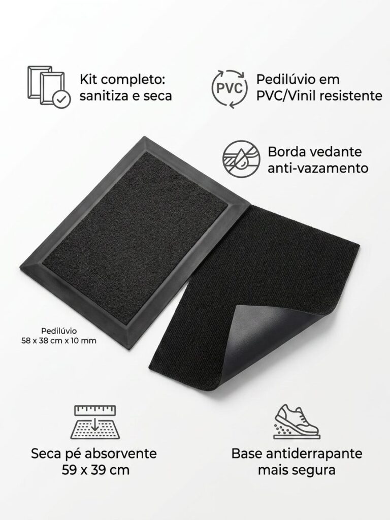 Tapete Sanitizante 2 em 1 com Seca Pé 78x40cm Kapazi
