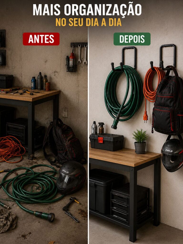 Gancho Duplo de Parede Pendure Tudo Aço Zincado Preto Maxeb