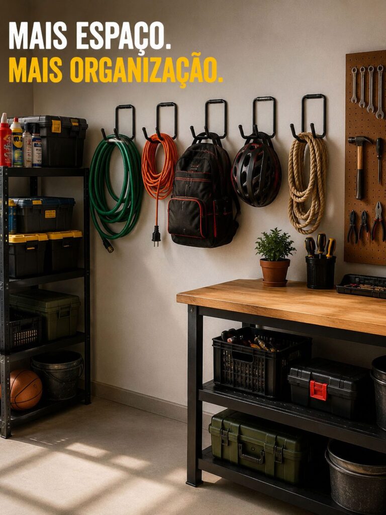Gancho Duplo de Parede Pendure Tudo Aço Zincado Preto Maxeb