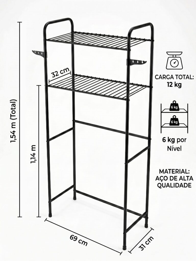 Rack Estante de Lavanderia para Máquina de Lavar em Aço