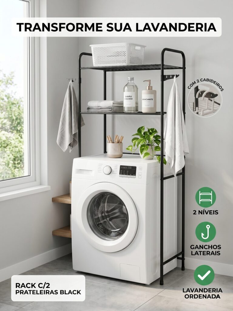 Rack Estante de Lavanderia para Máquina de Lavar em Aço