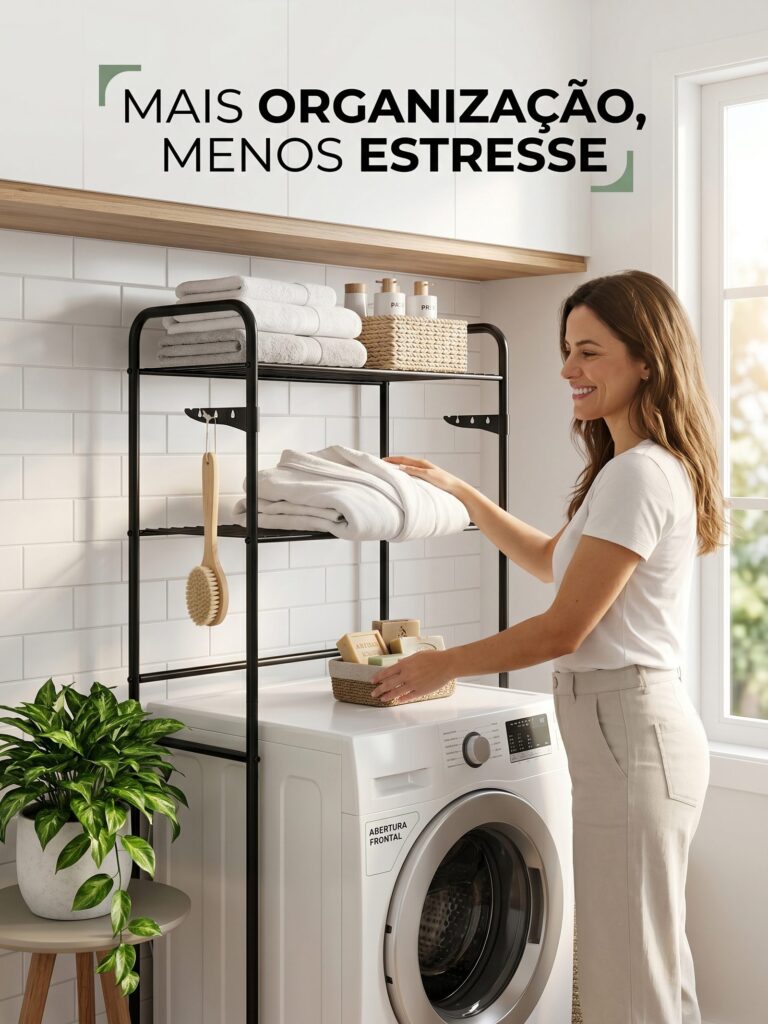 Rack Estante de Lavanderia para Máquina de Lavar em Aço